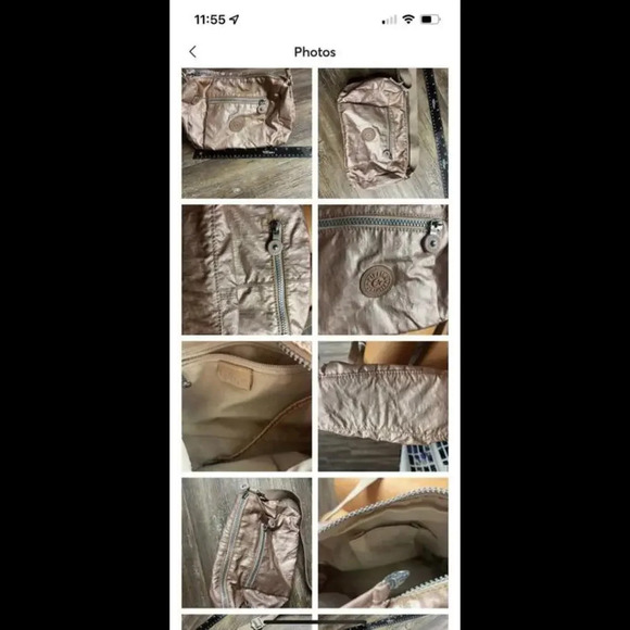 Kipling Reth Crossbody Purse Shoulder Bag Metallic Pink Adjustable Shimmer - Picture 1 of 10